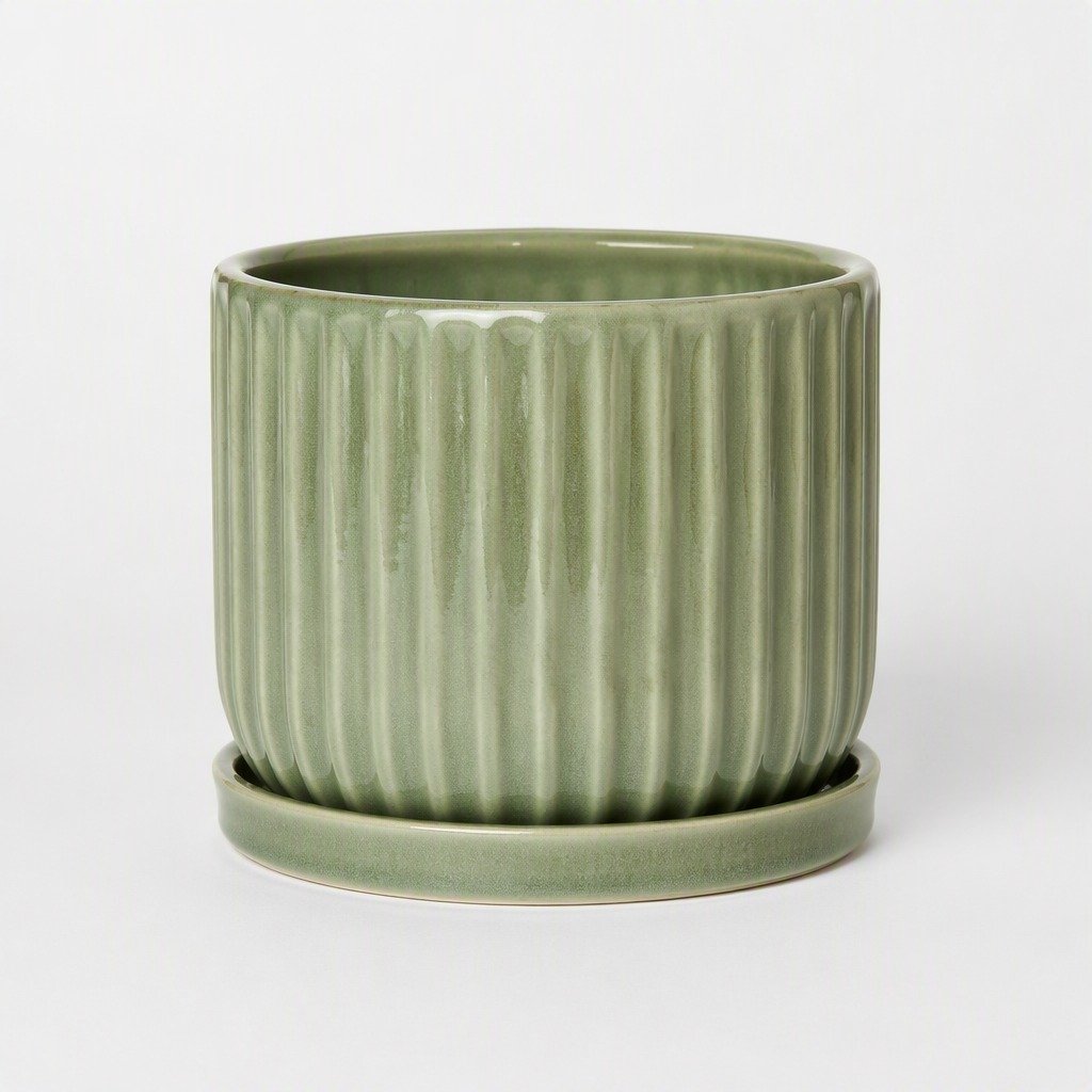 Sage Glazed Ceramic Indoor Pot