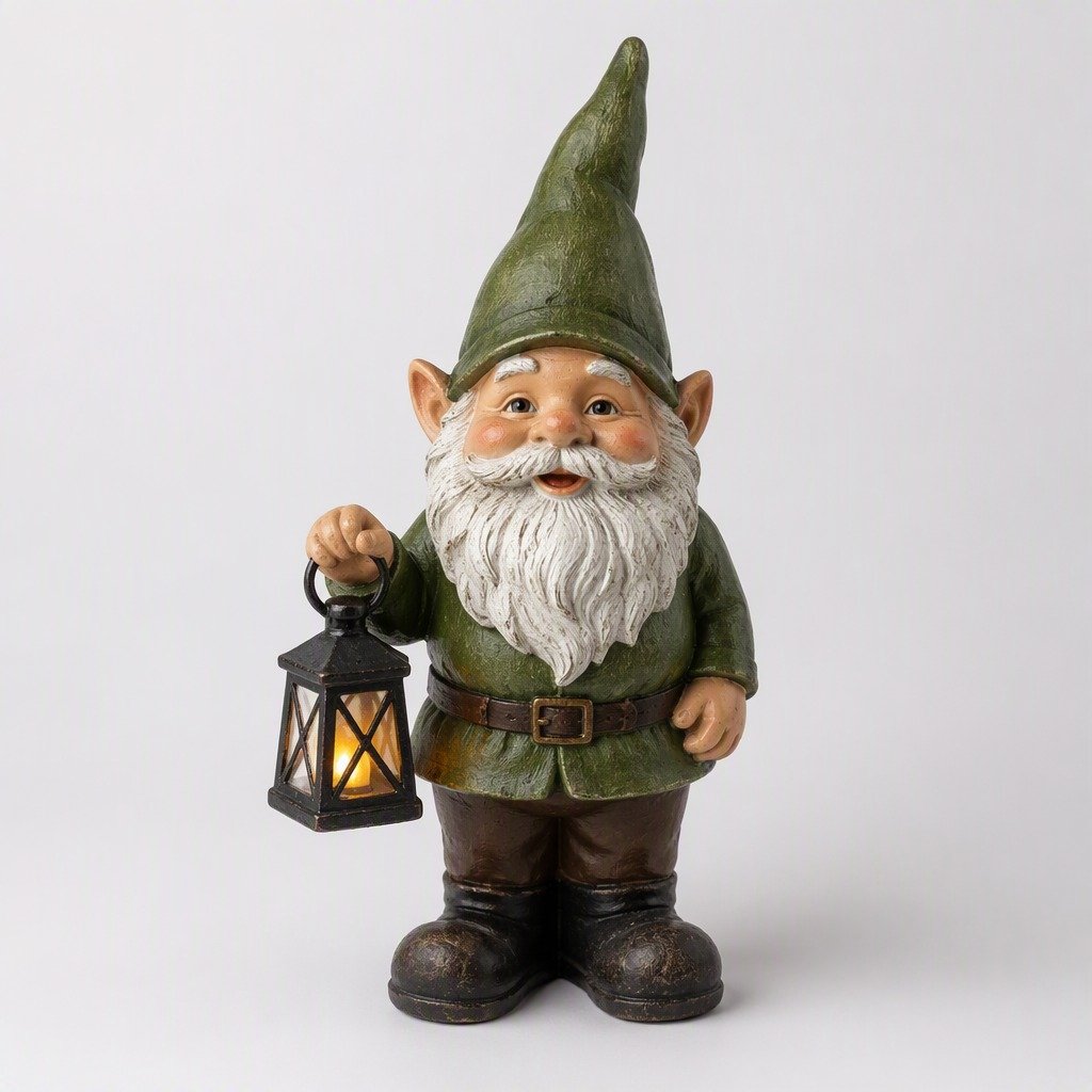 Vintage Garden Gnome with Lantern