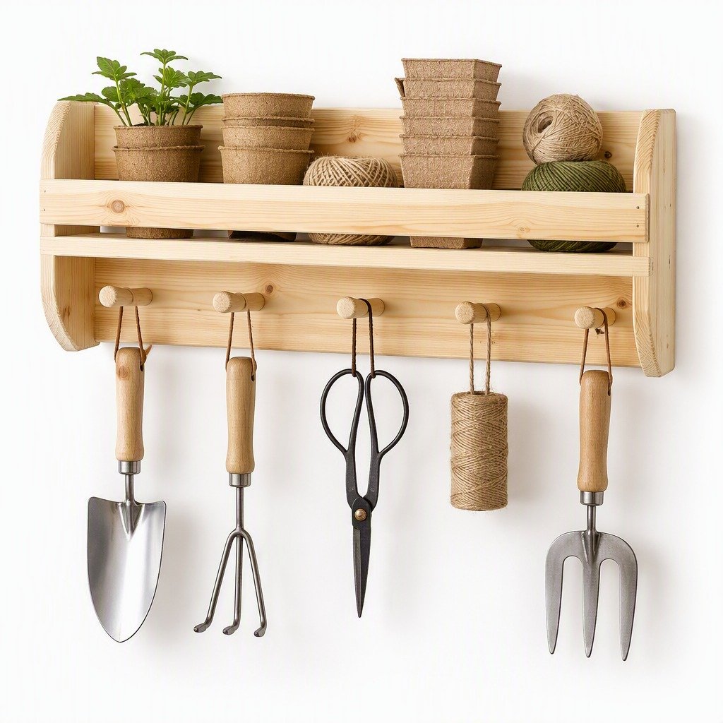 Wall-Mounted Garden Tool Rack