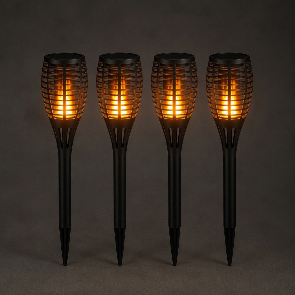 Solar Flickering Torch Lights (4-Pack)